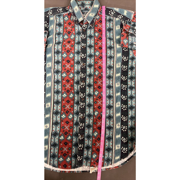 Vintage Woolrich Flannel Shirt Men's Medium Aztec Western Print USA Made Chrty - Picture 10 of 11